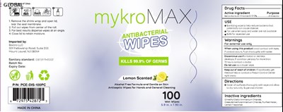 Principal Display Panel (Mykro Max Antibacterial Wipes 100 Pcs Bzk 01212)
